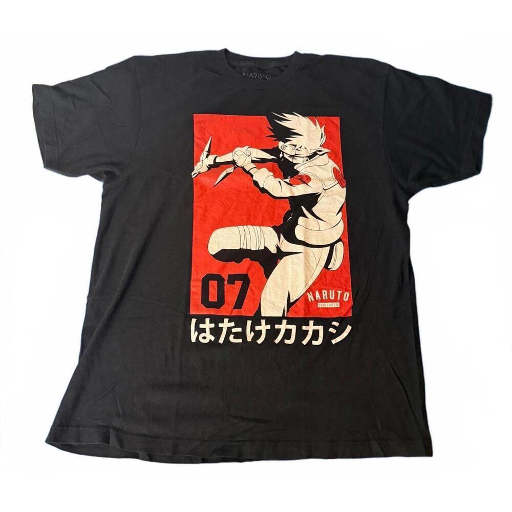 Naruto Shippuden Kakashi Hatake Graphic T-Shirt Black XL